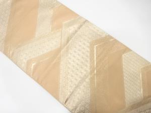 幾何学に古典柄織り出し　リバーシブル全通袋帯